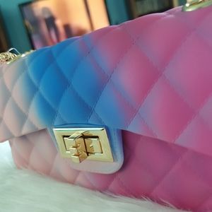 Rainbow Jelly Clutch Handbag Purse